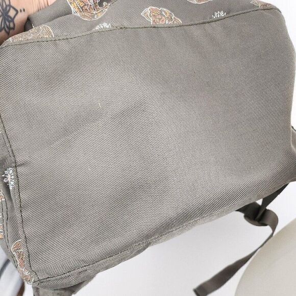 American Eagle Painted Elephant Print Canvas Backpack Gray Pink - Picture 6 of 7